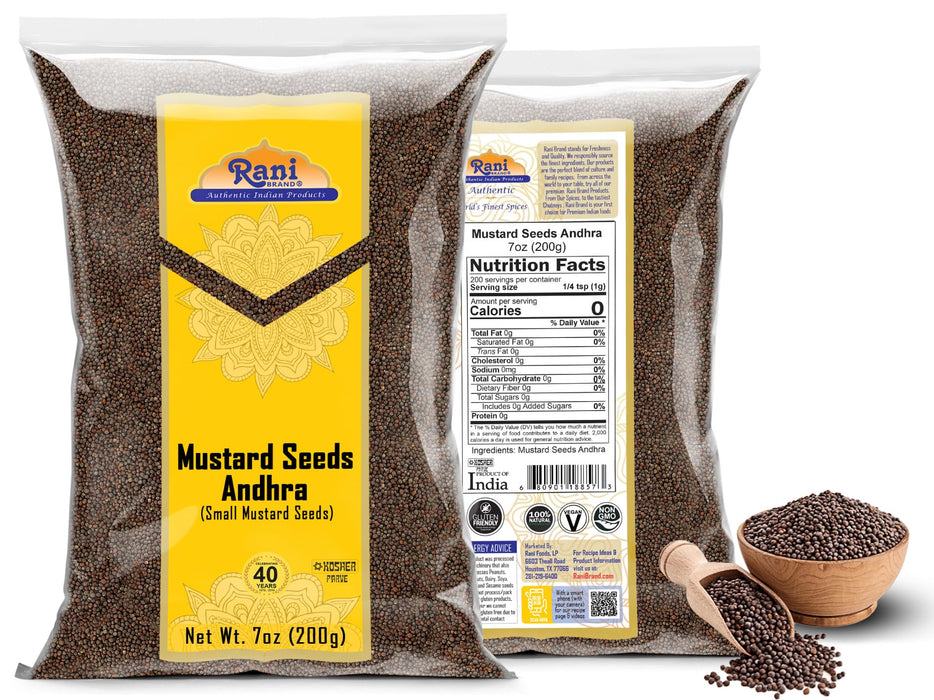 Rani Andra Mustard Seeds (Rai) Whole Spice (Rai Sarson) 7oz (200g) ~ All Natural | Gluten Friendly | NON-GMO | Kosher | Vegan | Indian Origin