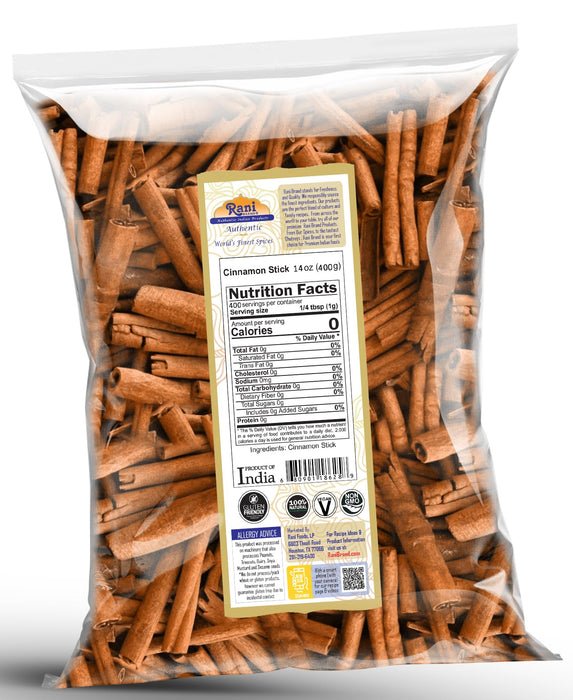 Rani Cinnamon Sticks 14oz (400g) ~ 72-88 Sticks 3" in Length Cassia Round ~ All Natural | Vegan | No Colors | Gluten Friendly | NON-GMO | Product of Vietnam