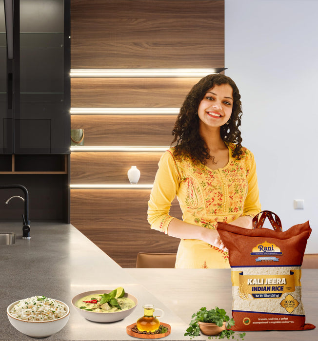 Rani Kali Jeera Indian Rice 160oz (10lbs) 4.54kg Cloth Bag ~ All Natural | Gluten Friendly | Vegan | Kosher | Export Quality | Indian Origin