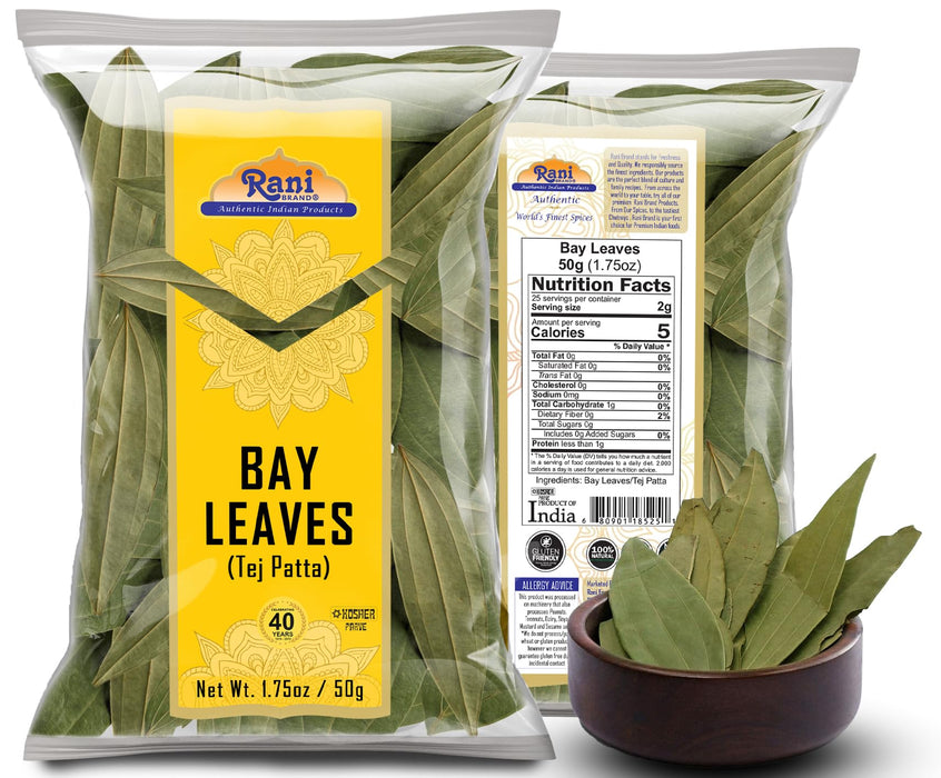 Rani Bay Leaf (Leaves) Whole Spice Hand Selected Extra Large 1.75oz (50g) ~ All Natural | Gluten Friendly | NON-GMO | Kosher | Vegan | Indian Origin (Tej Patta)