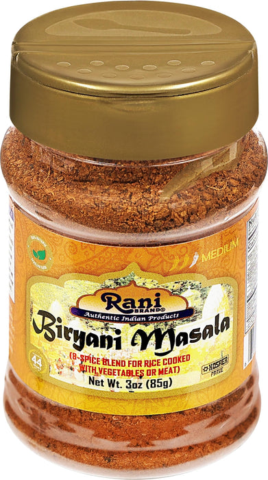 Rani Biryani Masala Curry (7-Spice Blend for Indian Rice Dishes, Pullao/Pilau) 3oz (85g) PET Jar ~ All Natural | Vegan | No Colors | Gluten Friendly | NON-GMO | Kosher | Indian Origin
