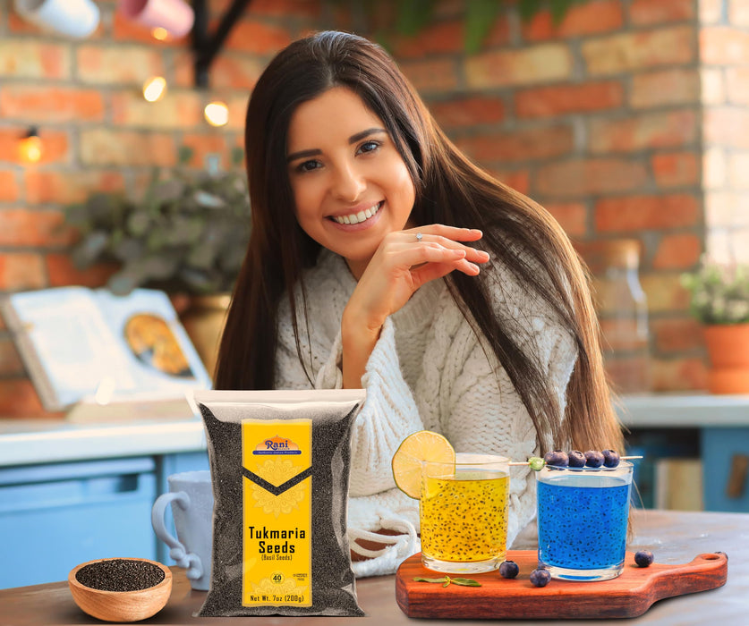 Rani Tukmaria (Holy Basil Seeds) 7oz (200g) Used for Falooda / Sabja Dessert, Spice & Ayurveda Herbal ~ All Natural | Gluten Friendly | NON-GMO | Kosher | Vegan | Indian Origin