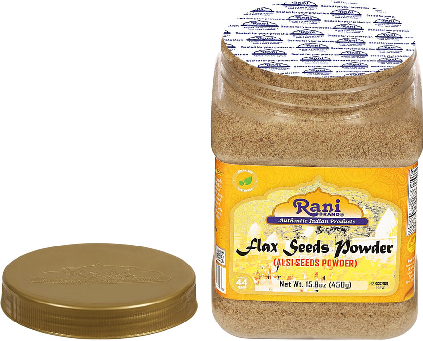 Rani Flax Seeds Powder (Alsi, Linum usitatissimum)15.8oz (450g) PET Jar | All Natural ~ Gluten Free Ingredients | Non-GMO | Kosher | Vegan | Indian Origin