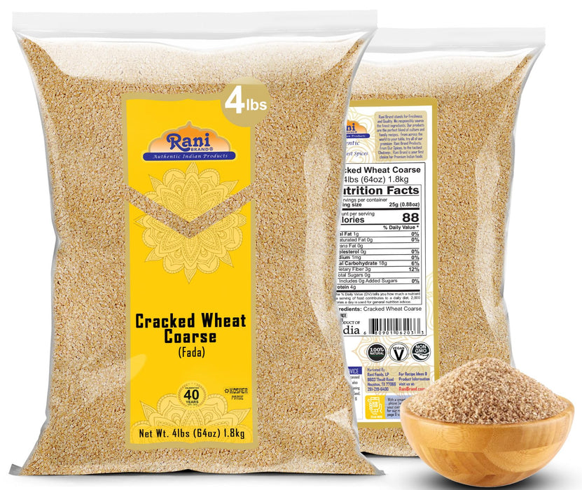Rani Cracked Wheat Coarse (Fada / Commonly called Bulgur #3) 4lb (64oz)~ All Natural | Vegan | No Colors | NON-GMO | Kosher | Indian Origin