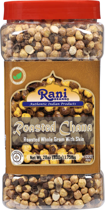 Rani Roasted Chana (Chickpeas) Plain Flavor 28oz (1.75lbs) 800g PET Jar ~ All Natural | Vegan | No Preservatives | Kosher | Gluten Friendly | Indian Origin | Great Snack, Ready to Eat