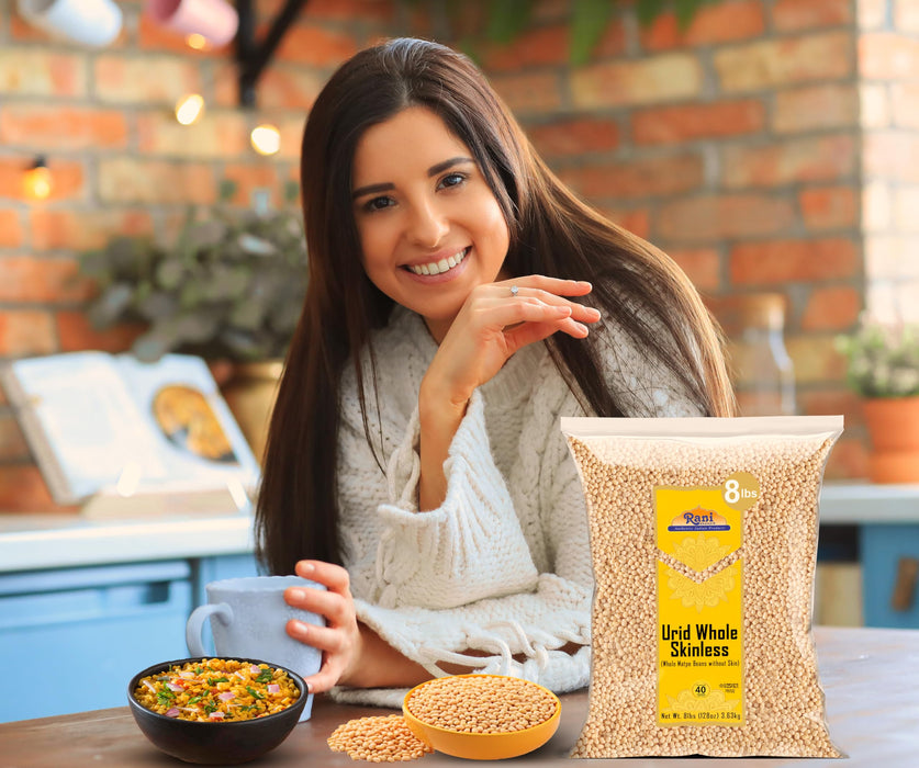 Rani Urid/Urad Gota White (Matpe Beans Skinless) Indian Lentils 128oz (8lbs) 3.63kg Bulk ~ All Natural | Gluten Friendly | NON-GMO | Vegan | Indian Origin