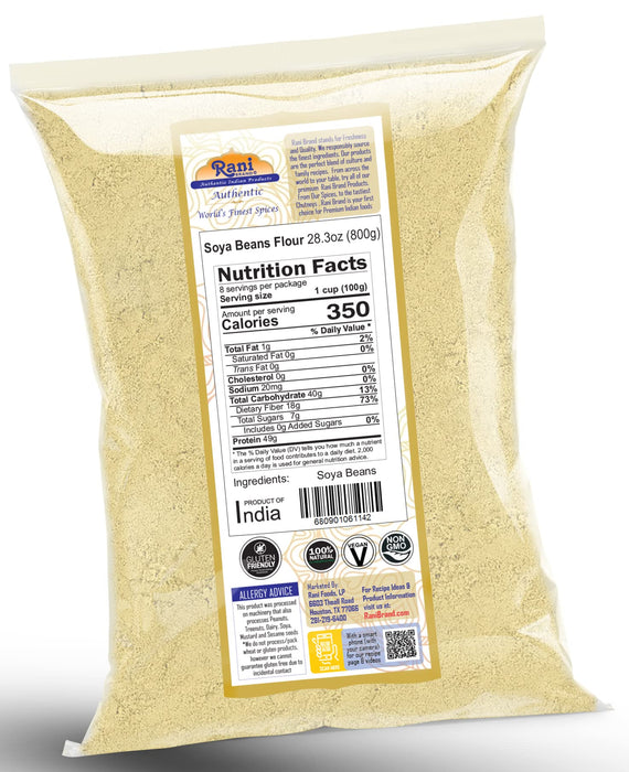 Rani Soya Beans Flour (Soy flour) 28oz (800g) ~ All Natural | Vegan | Gluten Friendly | NON-GMO | Kosher | Indian Origin