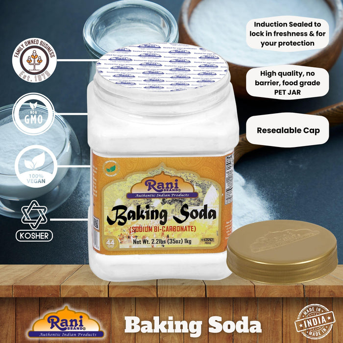 Rani Baking Soda (SODIUM BI-CARBONATE) 35oz (2.2lbs) 1kg PET Jar ~ Used for cooking, NON-GMO | Kosher | Indian Origin | Gluten Friendly