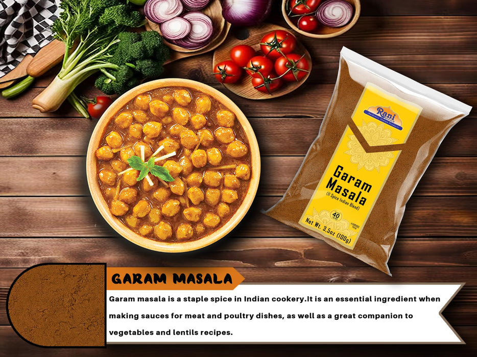 Rani Garam Masala Indian 11-Spice Blend 3.5oz (100g) ~ All Natural, Salt-Free | Vegan | No Colors | Gluten Friendly | NON-GMO | Kosher | Indian Origin