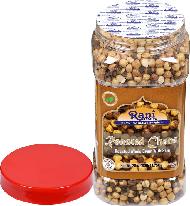 Rani Roasted Chana (Chickpeas) Plain Flavor 28oz (1.75lbs) 800g PET Jar ~ All Natural | Vegan | No Preservatives | Kosher | Gluten Friendly | Indian Origin | Great Snack, Ready to Eat