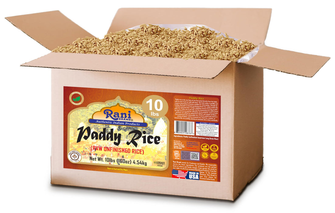 Rani Paddy Rice (Raw Unfinished Rice) 10lbs (160oz) 4.54kg Bulk Box ~ All Natural | Vegan | Gluten Friendly | NON-GMO | Kosher | Product of USA