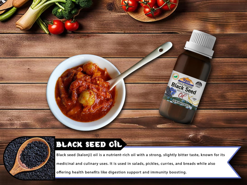 Rani Pure Black Seed (Nigella, Kalonji) Oil 3.38 Fl oz (100ml) Cold Pressed ~ 100% Cholesterol Free | All Natural | Gluten Free | NON-GMO | Kosher | Vegan | Indian Origin
