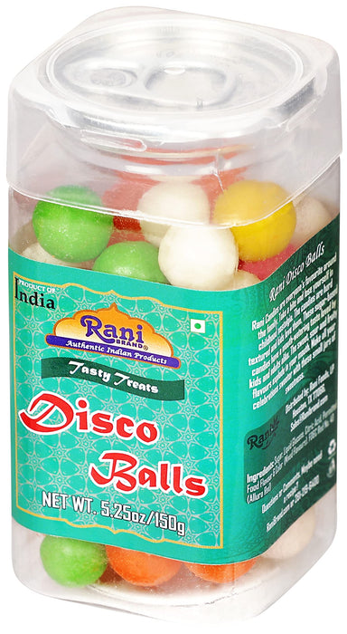 Rani Disco Balls 5.25oz (150g) Vacuum Sealed, Easy Open Top, Resealable Container ~ Indian Tasty Treats | Vegan | Gluten Friendly | NON-GMO | Indian Origin