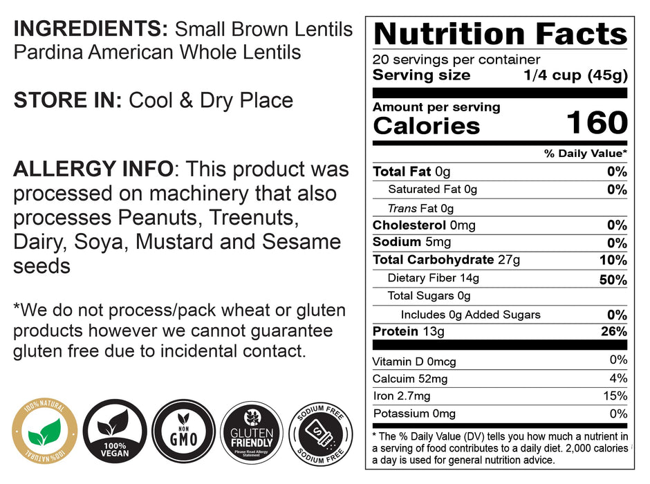 Rani Desi Masoor (Masur) Whole 32oz (2lbs) 907g (aka. Pardina Spanish) ~ All Natural | Vegan | Kosher | Gluten Friendly | Product of USA