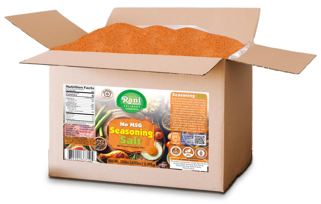 Rani No MSG Seasoning Salt (All Purpose Seasonign Salt) 400oz (25lbs) 11.36kg Bulk Box ~ All Natural | Gluten Friendly | NON-GMO | Kosher | Vegan | Product of USA