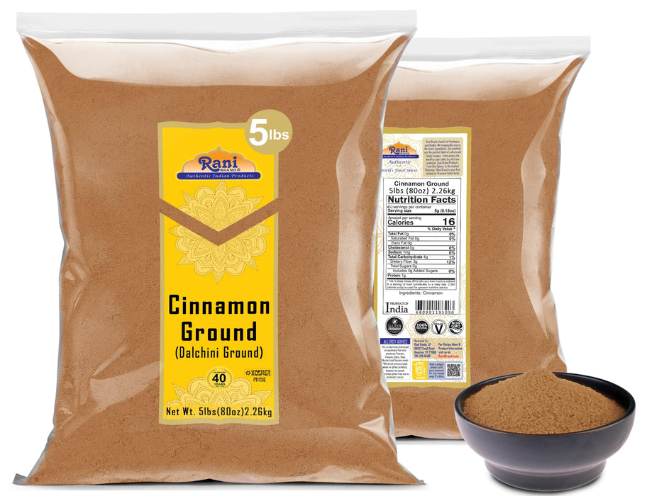 Rani Cinnamon Powder (Ground) Spice 80oz (5lbs) 2.27kg Bulk ~ All Natural | Salt-Free | Vegan | No Colors | Gluten Friendly | NON-GMO | Kosher