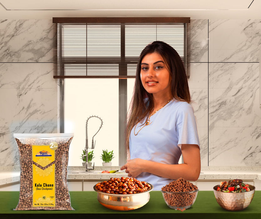 Rani Kala Chana (Desi Chickpeas Chana with skin) 32oz (2lbs) 907g ~ All Natural | Gluten Friendly | NON-GMO | Vegan | Kosher | Indian Origin