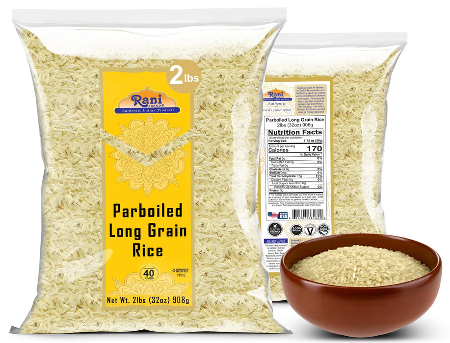 Rani Parboiled Long Grain Rice 32oz (2lbs) 908g ~ All Natural | Gluten Friendly | Vegan | Non-GMO| Kosher | Product of USA