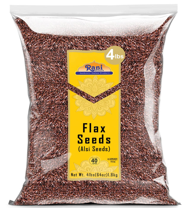 Rani Flax Seeds Whole Raw (Alsi, Linum usitatissimum) 64oz (4lbs) 1.81kg Bulk ~ All Natural | Gluten Friendly | Non-GMO | Kosher | Vegan | Indian Origin