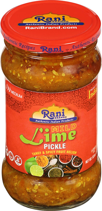 Rani Lime Pickle Mild (Achar, Spicy Indian Relish) 10.5oz (300g) ~ Glass Jar, All Natural | Vegan | Gluten Friendly | NON-GMO | Kosher | No Colors