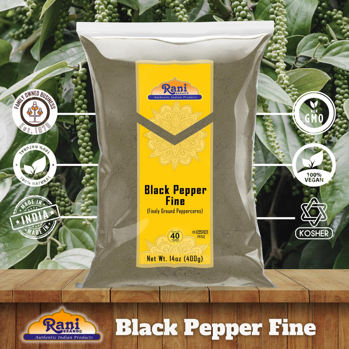 Rani Black Pepper Fine Powder 80 Mesh 14oz (400g) ~ All Natural | Vegan | Gluten Friendly | NON-GMO | Kosher | Product of Vietnam