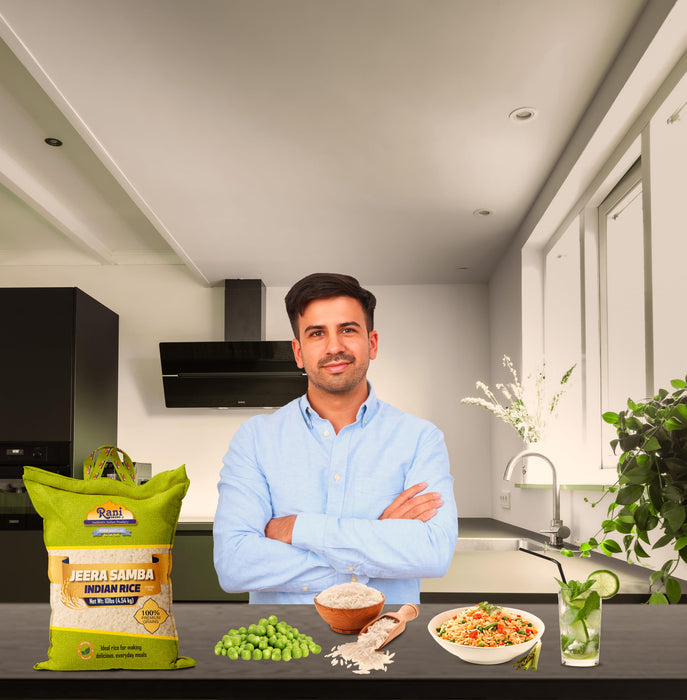 Rani Jeera Samba Indian Rice 160oz (10lbs) 4.54kg Cloth Bag ~ All Natural | Gluten Friendly | Vegan | Kosher | Export Quality | Indian Origin