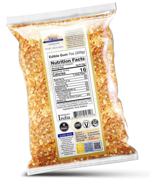 Rani Edible Gum Whole (Arabica Gum) 7oz (200g) ~ All Natural, Salt-Free | Vegan | No Colors | Gluten Friendly | NON-GMO | Kosher | Indian Origin