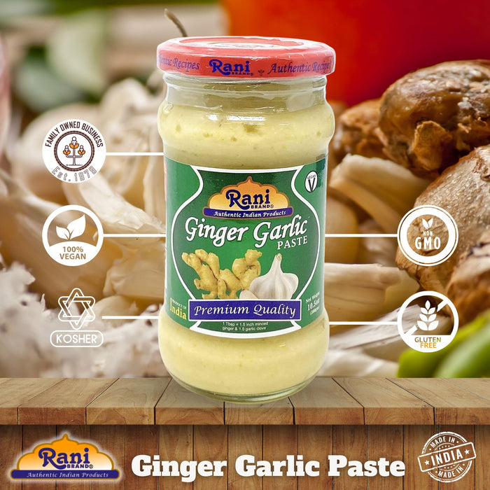 Rani Ginger-Garlic Cooking Paste 10.58oz (300g) ~ Pack of 6 ~ Vegan | Glass Jar | Gluten Free | NON-GMO | No Colors | Indian Origin