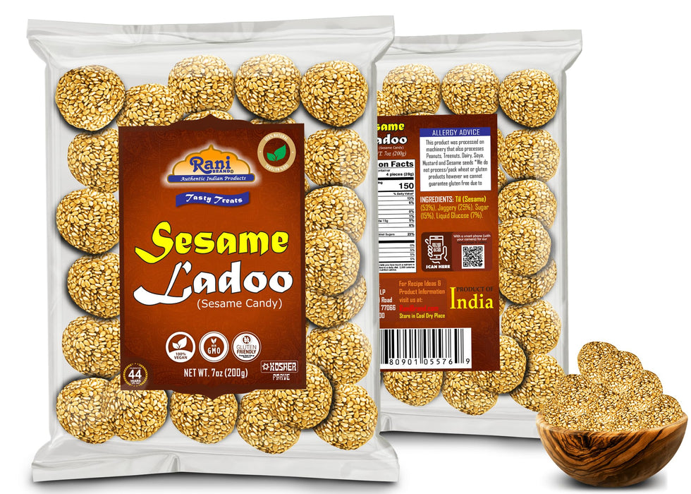 Rani Sesame Ladoo (Round Sesame Brittle Candy) 7oz (200g) x Pack of 20 ~ All Natural | Vegan | No colors | Gluten Friendly | Indian Origin