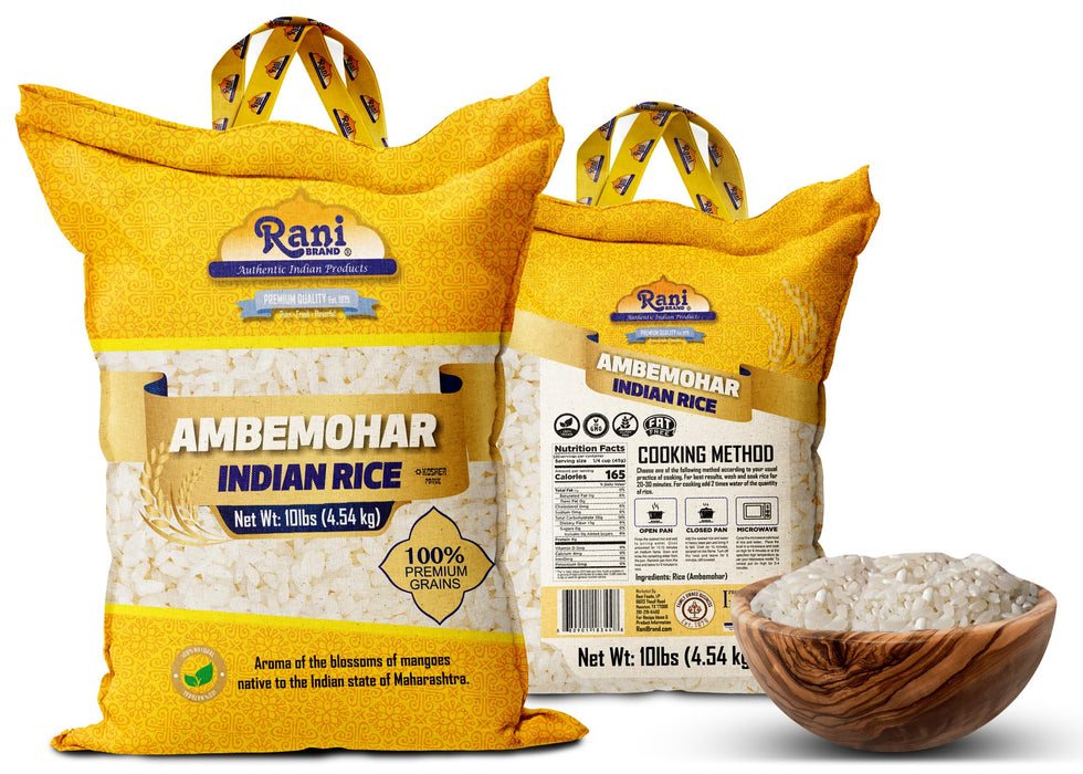 Rani Ambemohar Indian Rice 160oz (10lbs) 4.54kg Cloth Bag ~ All Natural | Gluten Friendly | Vegan | Kosher | Export Quality | Indian Origin