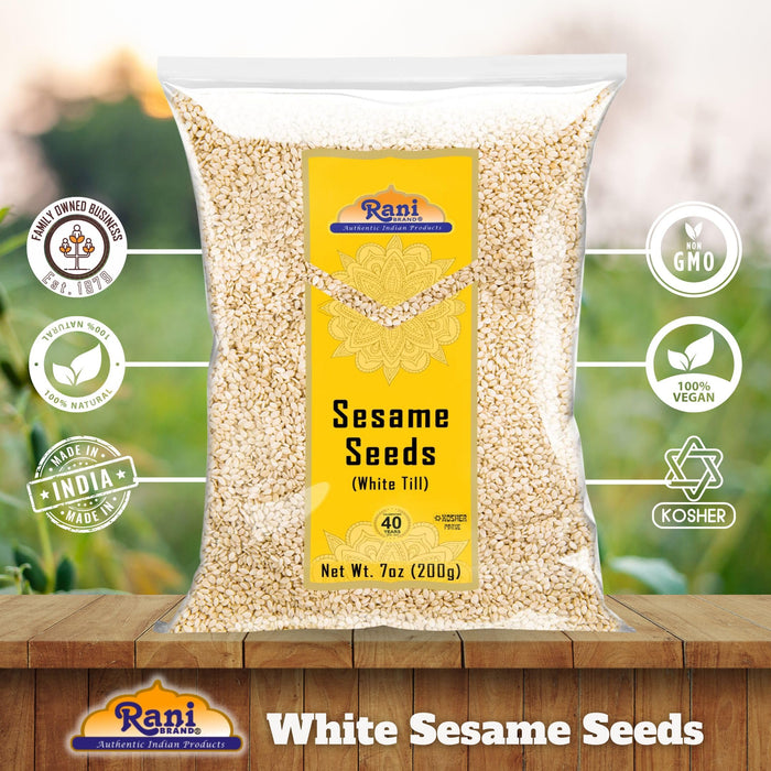 Rani Sesame Seeds Whole White, Hulled (Till) 7oz (200gm) ~ All Natural | Gluten Friendly | NON-GMO | Kosher | Vegan | Indian Origin
