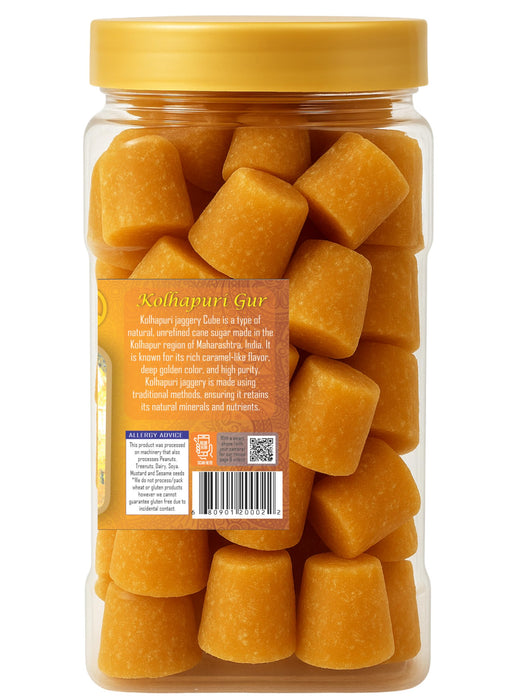 Rani Kolhapuri Jaggery Cubes (Unrefined Cane Sugar) 35oz (2.2bs) 1kg PET Jar ~ All Natural, No Color added, Gluten Friendly | Vegan | NON-GMO | Kosher | No Salt or fillers