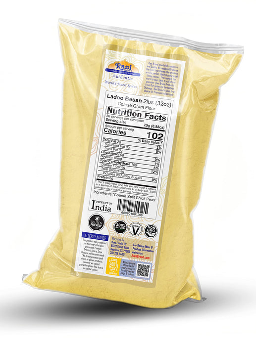 Rani Ladoo Besan (Coarse Gram Glour) 32oz (2lbs) 908g ~ All Natural | Vegan | Gluten Friendly | NON-GMO |Kosher | Indian Origin