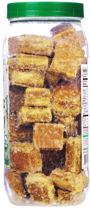 Rani Organic Jaggery (Unrefined Evaporated Organic Sugar Cane Juice) 35oz (2.2lbs) 1kg PET Jar ~ Gluten Friendly | Vegan | NON-GMO | No Salt or fillers | Indian Product | USDA Certified Organic