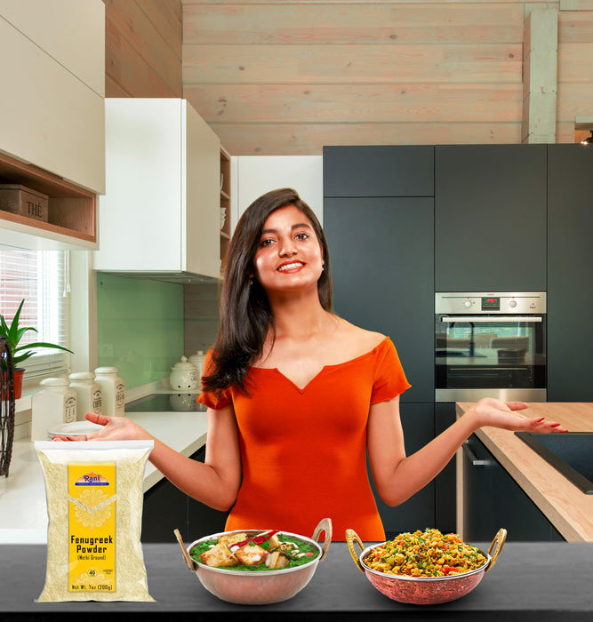 Rani Fenugreek (Methi) Seeds Ground Powder 7oz (200g) Trigonella foenum graecum ~ All Natural | Vegan | Gluten Friendly | Non-GMO | Kosher | Indian Origin, used in cooking & Ayurvedic spice