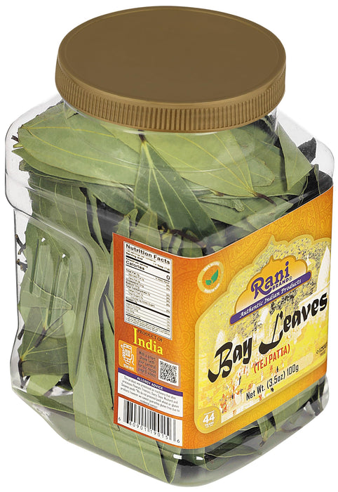 Rani Bay Leaf (Leaves) Whole Spice Hand Selected Extra Large 3.5oz (100g ) PET Jar ~ All Natural | Gluten Friendly | NON-GMO | Kosher | Vegan | Indian Origin