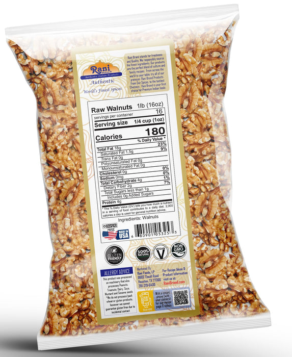 Rani Raw Walnuts, Halves and Pieces 16oz (1lb) 454g ~ All Natural | Kosher | Vegan | Gluten Friendly | Fresh Product of USA