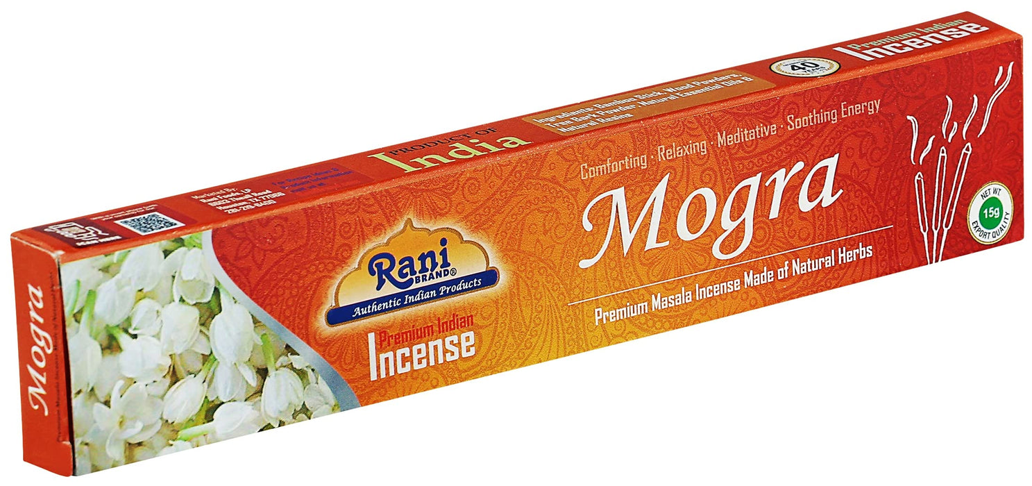 Rani Mogra Incense (Premium Masala Incense Made of Natural Herbs) 15g x 10 Packets ~ Total of 100 Incense sticks | For Puja Purposes | Indian Origin