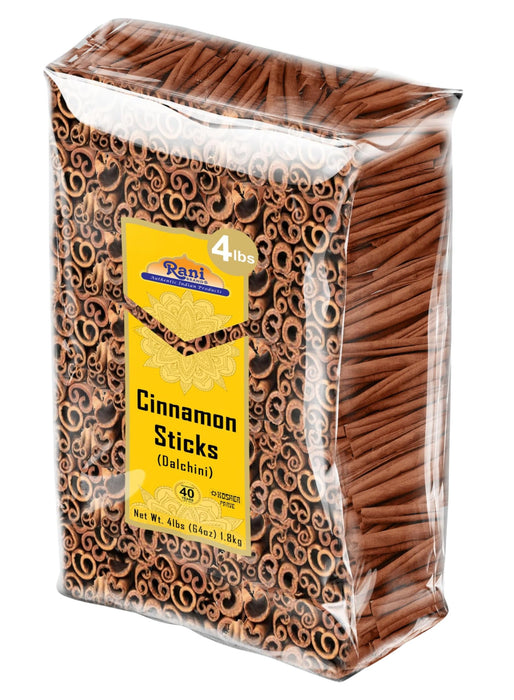 Rani Cinnamon Sticks 64oz (4lbs) 1.81kg ~ 350-400 Sticks 3 Inches in Length Cassia Round ~ All Natural | Vegan | No Color | Gluten Friendly | NON-GMO | Kosher