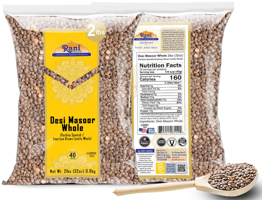 Rani Desi Masoor (Masur) Whole 32oz (2lbs) 907g (aka. Pardina Spanish) ~ All Natural | Vegan | Kosher | Gluten Friendly | Product of USA