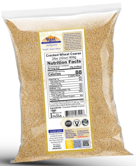 Rani Cracked Wheat Coarse (Fada / Commonly called Bulgur #3) 32oz (2lbs) 907g ~ All Natural | Vegan | No Colors | NON-GMO | Kosher | Indian Origin (Dalia)