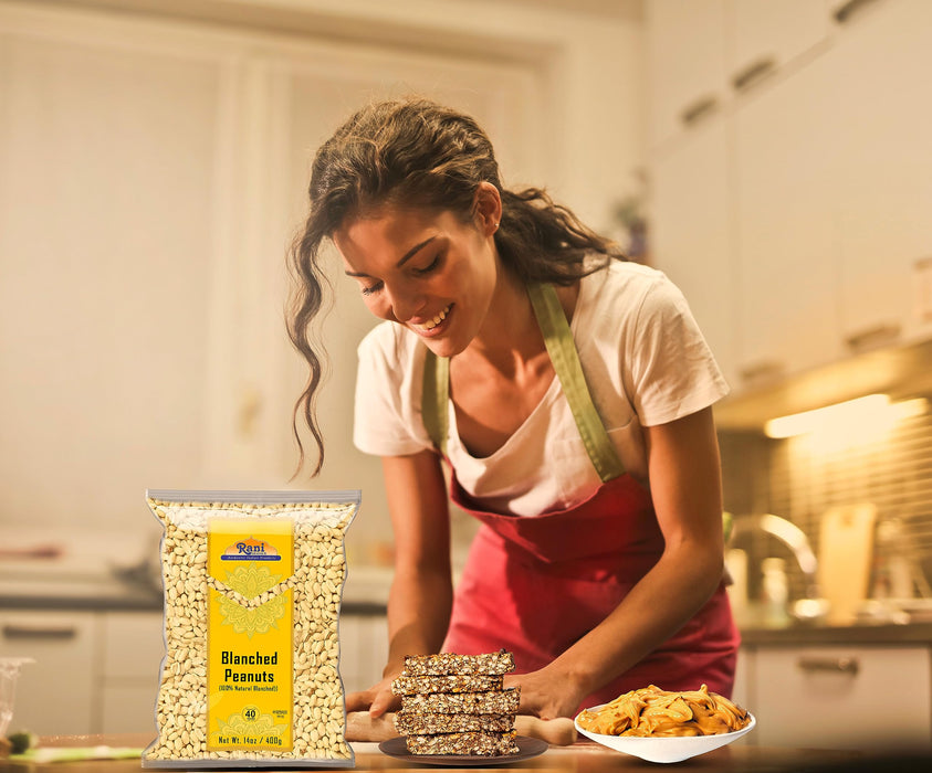 Rani Peanuts Skinless (Blanched, Uncooked) 14oz (400g) ~ All Natural | Vegan | Gluten Friendly | Kosher | Fresh Product of USA ~ Spanish Grade Groundnuts