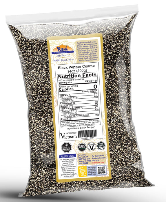 Rani Black Pepper Coarse Ground 28 Mesh (Table Grind), 14oz (400g) ~ All Natural | Vegan | Gluten Friendly | NON-GMO