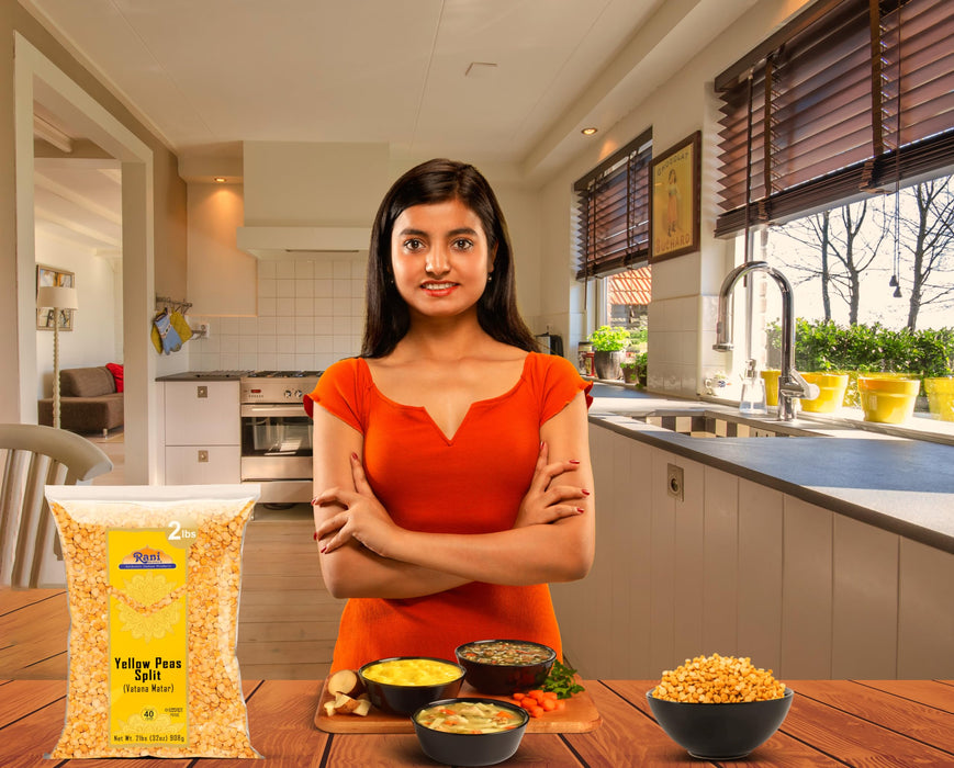 Rani Yellow Peas Split, Dried (Vatana, Matar) 32oz (2lbs) 908g ~ All Natural | Vegan | Gluten Friendly | Kosher | Product of USA