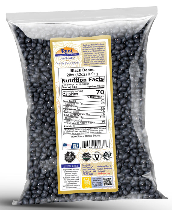 Rani Black Beans (Turtle Beans) 32oz (2lbs) 908g ~ All Natural | Vegan | Gluten Friendly | NON-GMO | Kosher | Product of USA