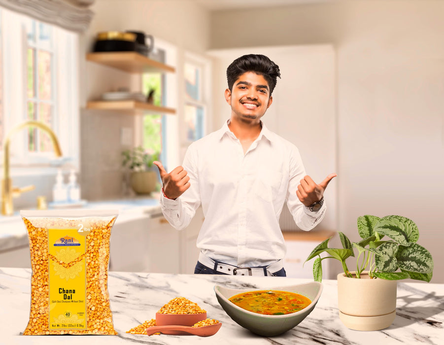 Rani Chana Dal (Split Desi Chickpeas without skin) 32oz (2lbs) 907g ~ All Natural | Gluten Friendly | NON-GMO | Kosher | Vegan