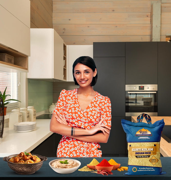 Rani Surti Kolam Indian Rice 64oz (4lbs) 1.81kg Cloth Bag ~ All Natural | Gluten Friendly | Vegan | Kosher | Export Quality | Indian Origin