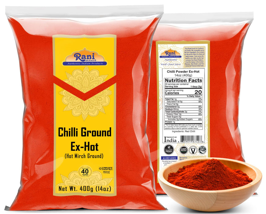 Rani Extra Hot Chilli Powder Indian Spice 14oz (400g) ~ All Natural | Salt-Free | Vegan | No Colors | Gluten Friendly | NON-GMO | Kosher