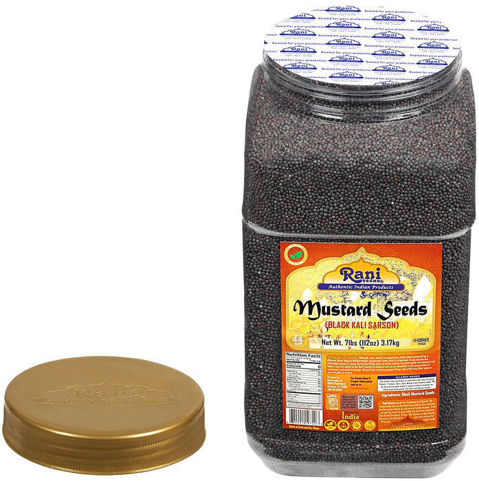 Rani Black Mustard Seeds Whole Spice (Kali Rai) 112oz (7lbs) 3.18kg Bulk PET Jar ~ All Natural | Gluten Friendly | NON-GMO | Vegan | Kosher | Indian Origin