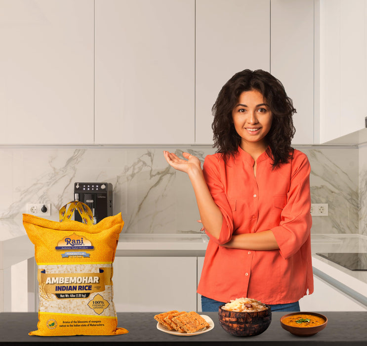 Rani Ambemohar Indian Rice 64oz (4lbs) 1.81kg Cloth Bag ~ All Natural | Gluten Friendly | Vegan | Kosher | Export Quality | Indian Origin